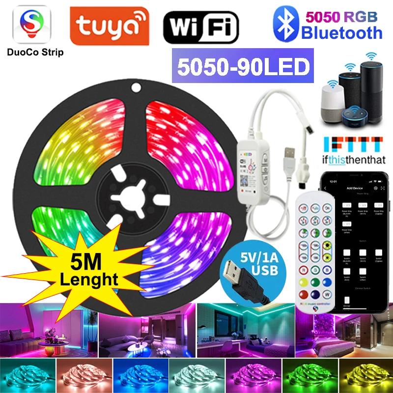 Tuya LED Ʈ USB  LED Ʈ ,  ȭ RGB 5050 RGB LED  , TV Ʈ, 5m